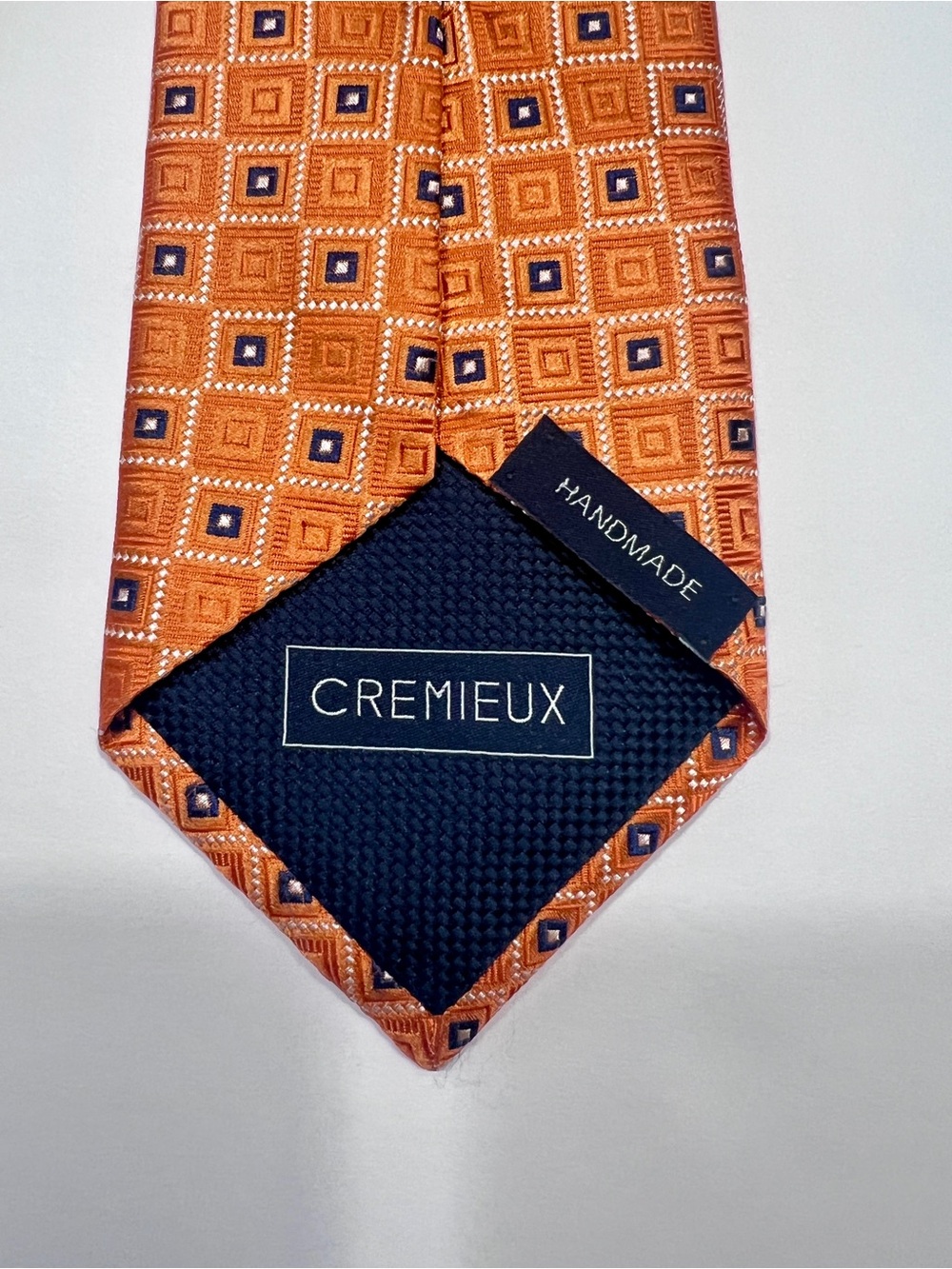Daniel Cremieux Silk Tie Orange Geometric 59” - Picture 4 of 5